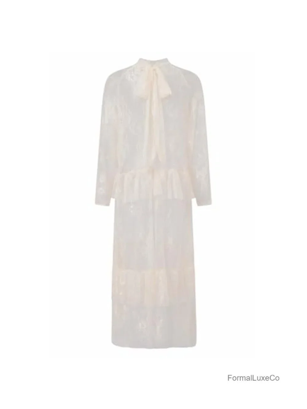 Sheer Lace Long Sleeve Duster Asymmetrical Coverup Flowy Maxi Top
